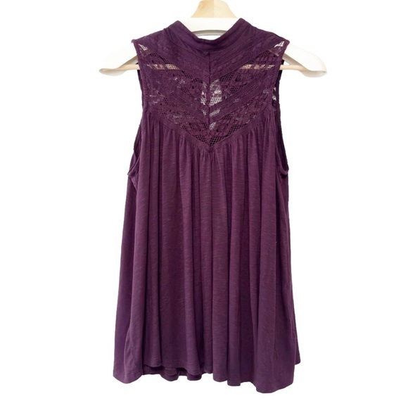 Anthropologie‎ Deletta Plum Purple Lace Detail Tank Top Blouse - Picture 2 of 10